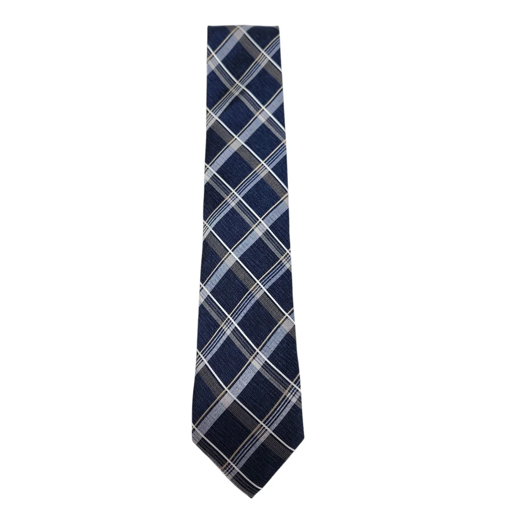 Pronto Uomo NWT 100% Silk Techno-Care Blue Plaid Mens Wearhouse Neck Tie Gift